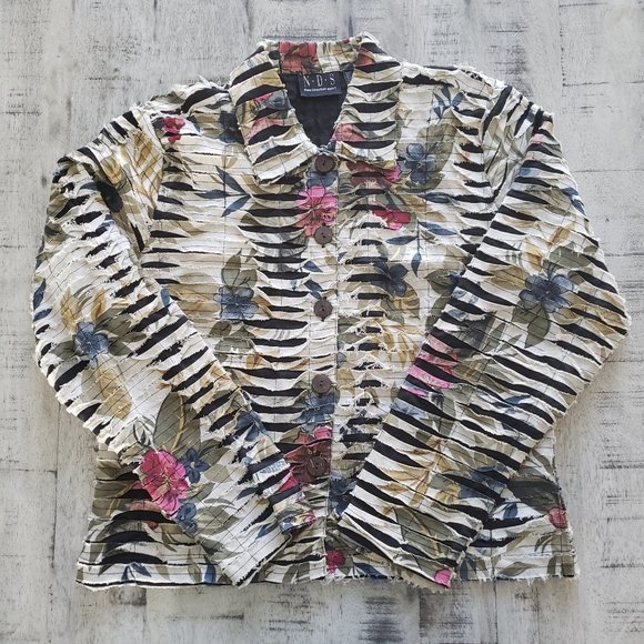 New Directions Sport Floral Cut Out Jacket - Picture 1 of 7